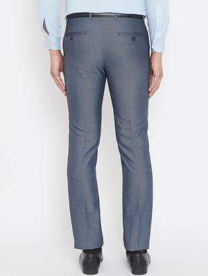 blue textured flat front formal trouser - 17521033 - Standard Image - 3