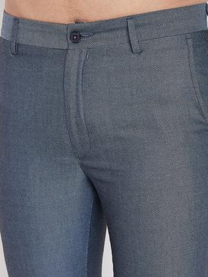 blue textured flat front formal trouser - 17521033 - Standard Image - 5
