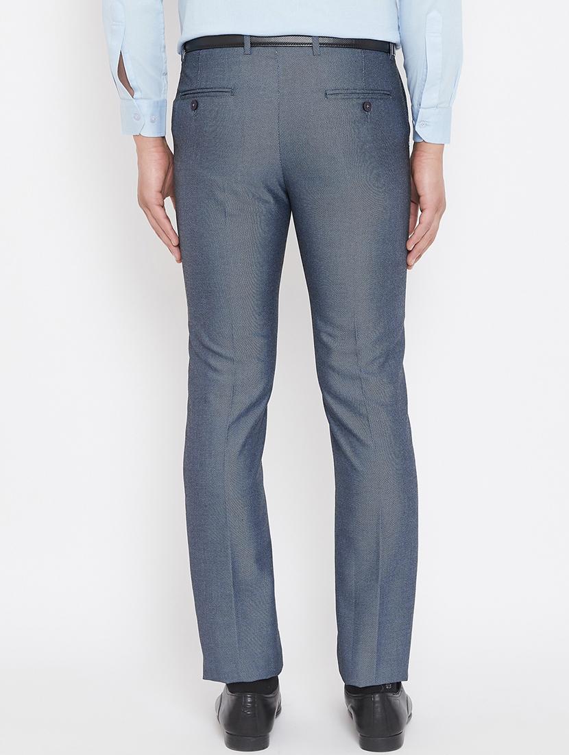 blue textured flat front formal trouser - 17521033 - Zoom Image - 3