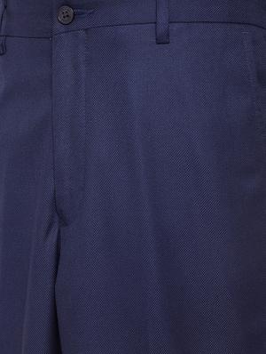 navy blue textured flat front formal trouser - 17521034 - Standard Image - 5