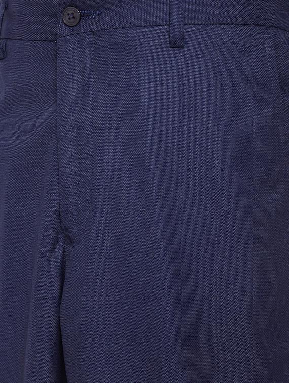 navy blue textured flat front formal trouser - 17521034 - Zoom Image - 5