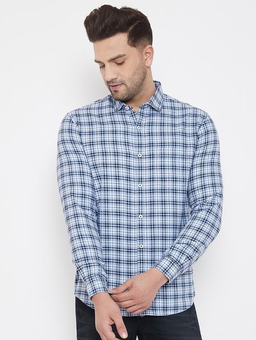 light blue checkered casual shirt - 17521036 - Standard Image - 1