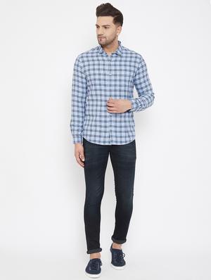 light blue checkered casual shirt - 17521036 - Standard Image - 4