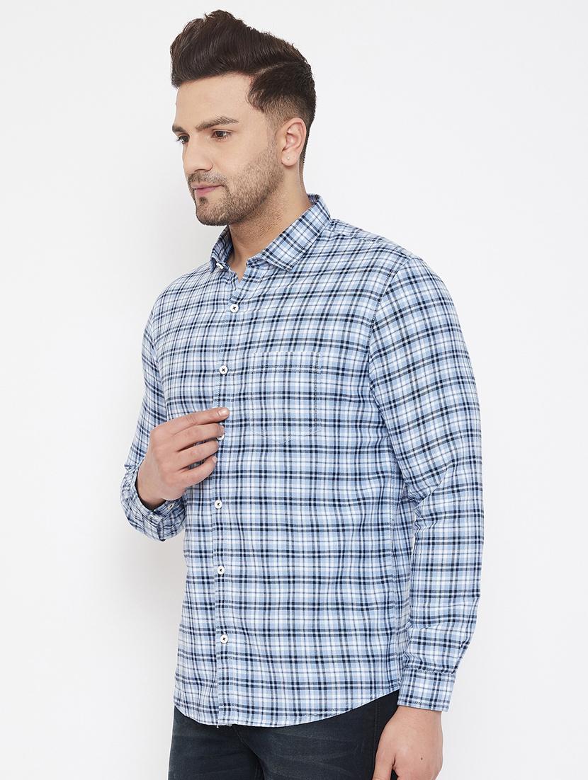 light blue checkered casual shirt - 17521036 - Zoom Image - 2