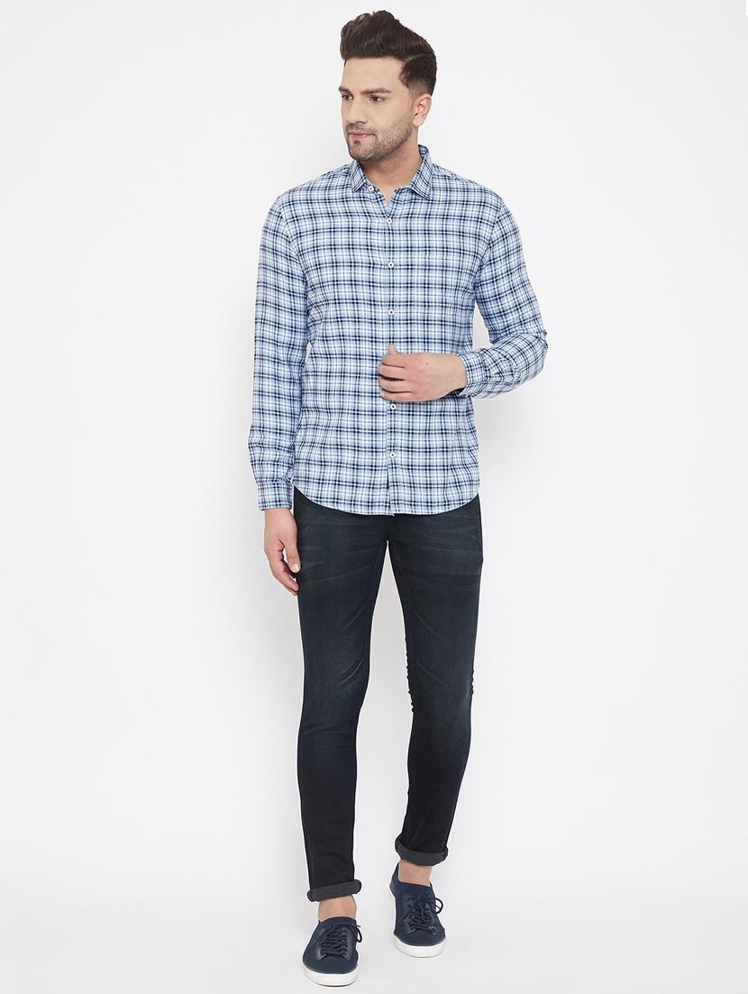 light blue checkered casual shirt - 17521036 - Zoom Image - 4