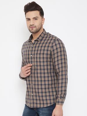 beige checkered casual shirt - 17521037 - Standard Image - 2