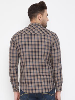 beige checkered casual shirt - 17521037 - Standard Image - 3