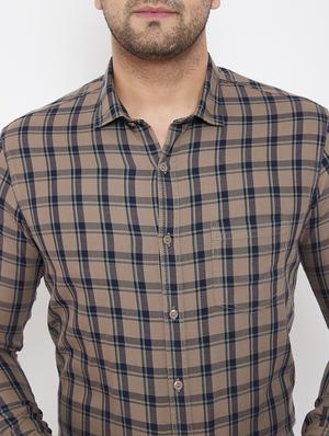 beige checkered casual shirt - 17521037 - Standard Image - 5