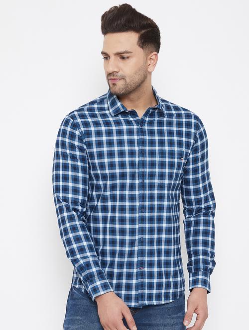 blue checkered casual shirt - 17521039 - Standard Image - 1