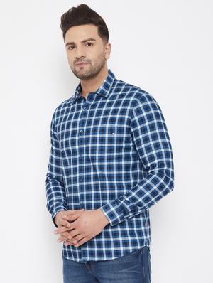 blue checkered casual shirt - 17521039 - Standard Image - 2