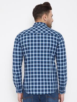 blue checkered casual shirt - 17521039 - Standard Image - 3