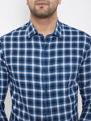 blue checkered casual shirt - 17521039 - Standard Image - 5