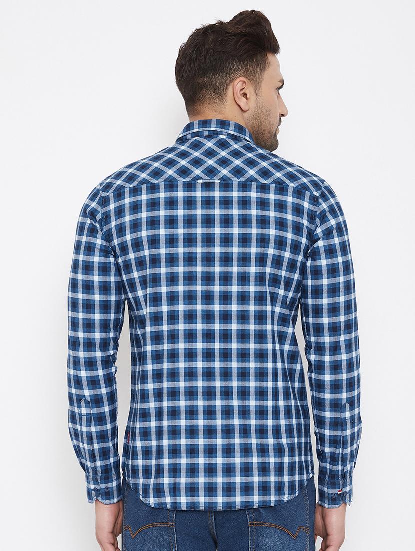 blue checkered casual shirt - 17521039 - Zoom Image - 3