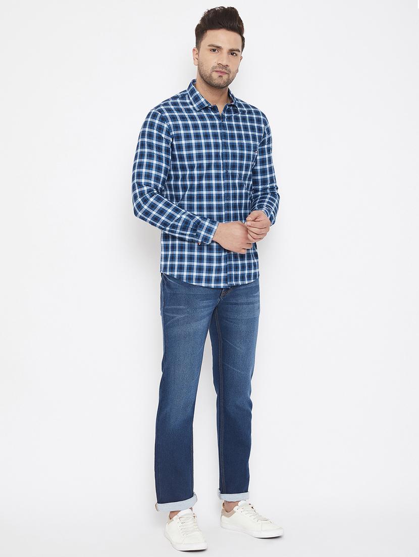 blue checkered casual shirt - 17521039 - Zoom Image - 4