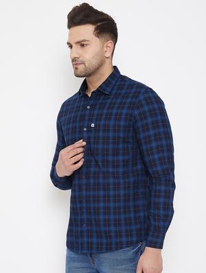 navy blue checkered casual shirt - 17521040 - Standard Image - 2