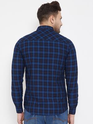 navy blue checkered casual shirt - 17521040 - Standard Image - 3