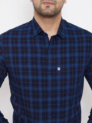 navy blue checkered casual shirt - 17521040 - Standard Image - 5