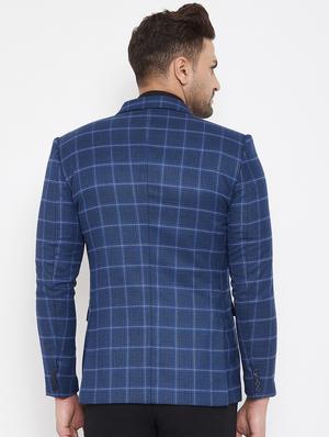 blue checkered single breasted casual blazer - 17521045 - Standard Image - 3