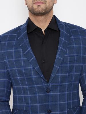 blue checkered single breasted casual blazer - 17521045 - Standard Image - 5