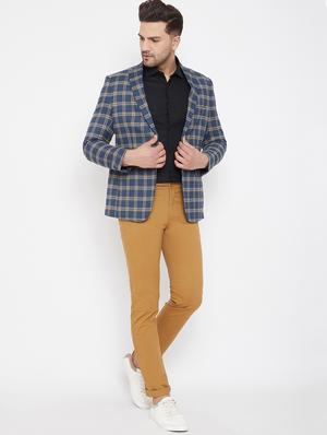 blue checkered single breasted casual blazer - 17521046 - Standard Image - 4