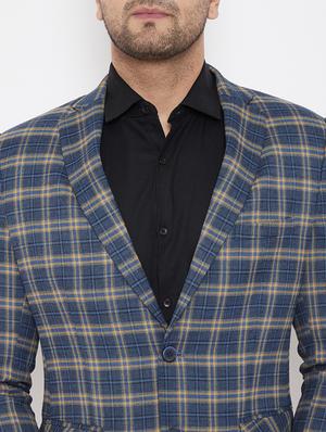 blue checkered single breasted casual blazer - 17521046 - Standard Image - 5