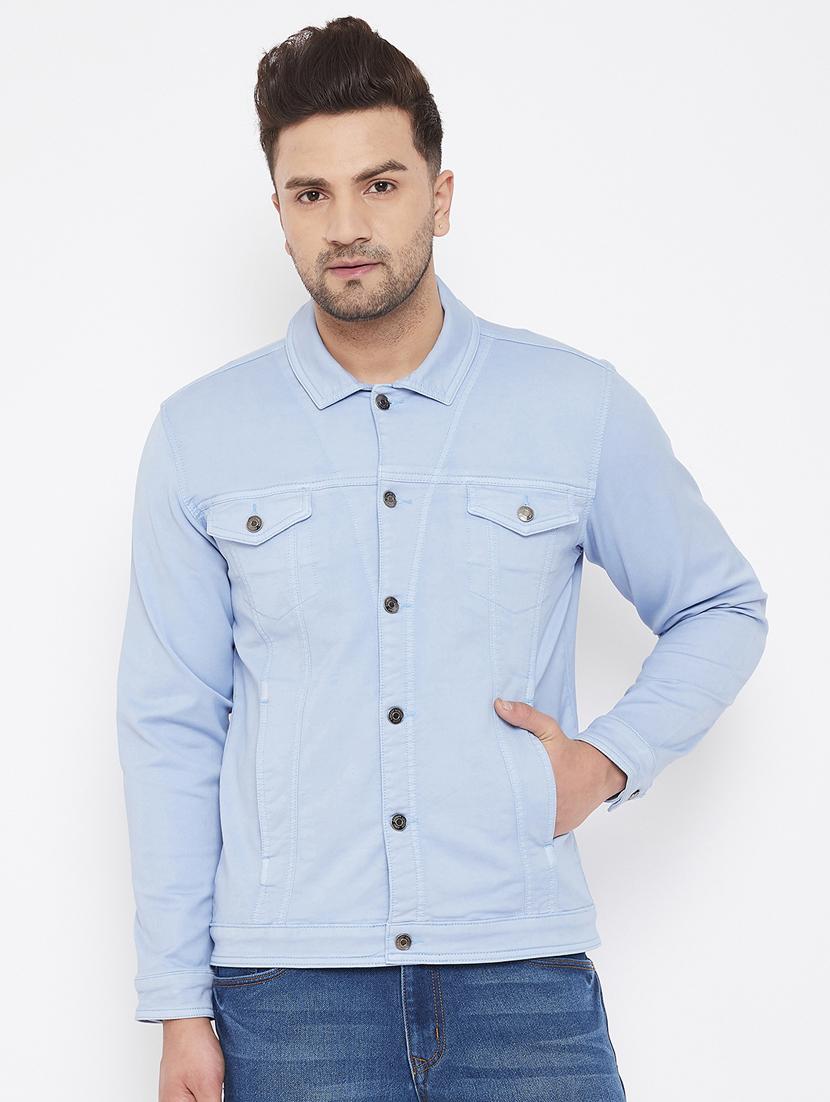 light blue solid denim jacket - 17521051 - Zoom Image - 1