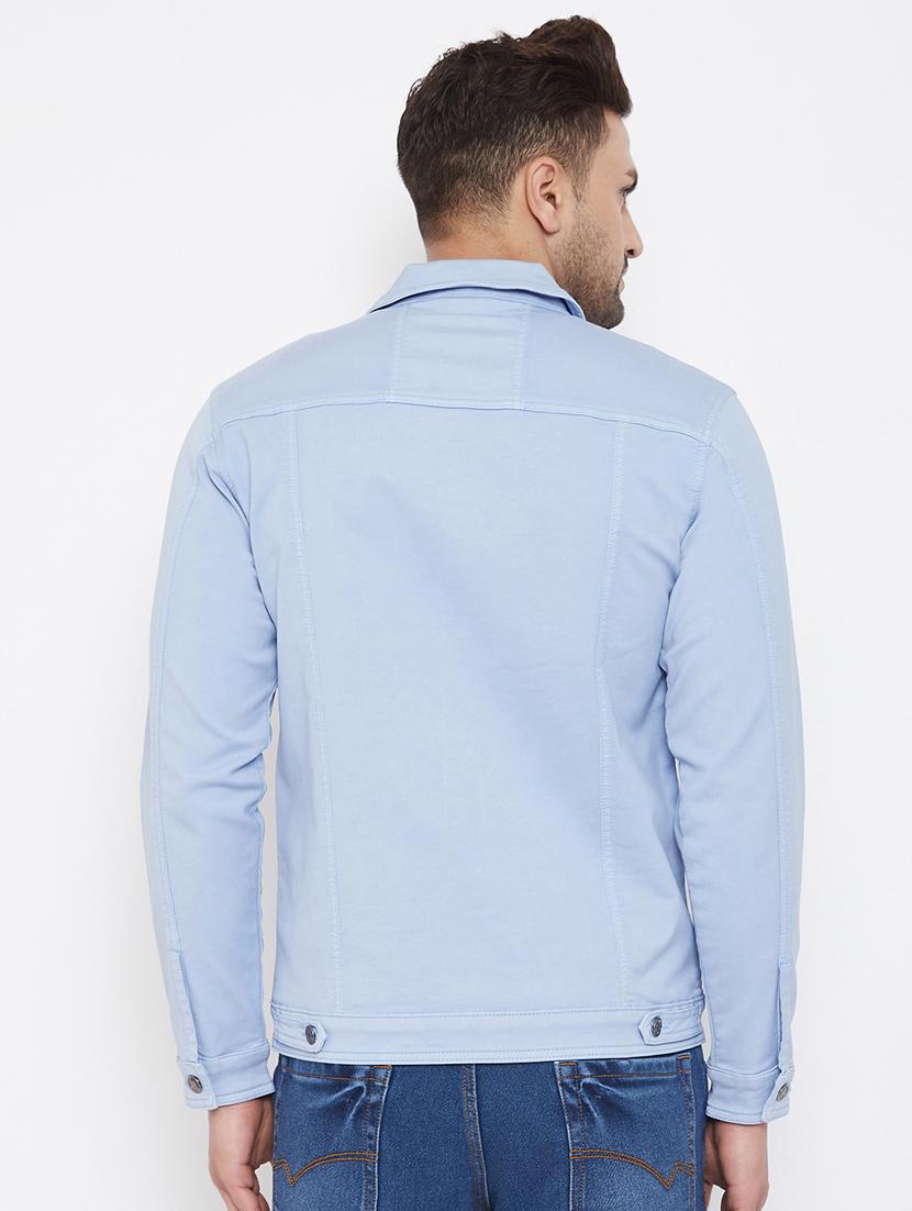 light blue solid denim jacket - 17521051 - Zoom Image - 3