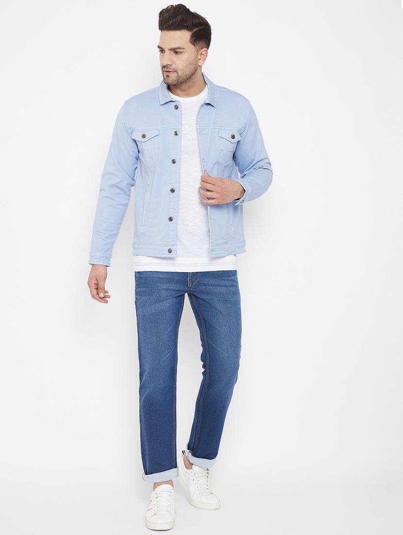 light blue solid denim jacket - 17521051 - Zoom Image - 4
