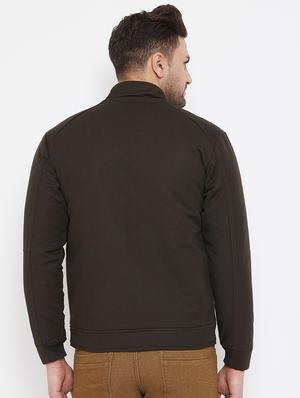 brown solid casual jacket - 17521052 - Standard Image - 3