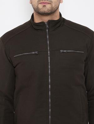 brown solid casual jacket - 17521052 - Standard Image - 5