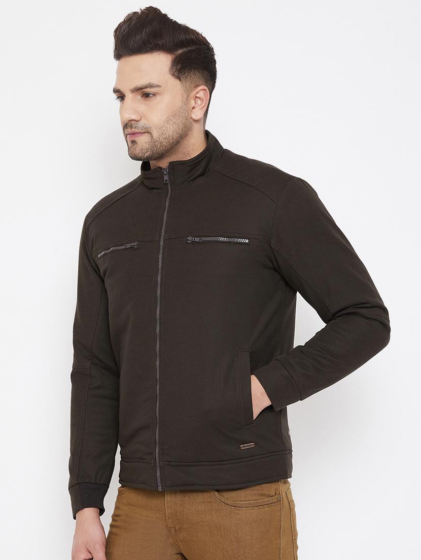 brown solid casual jacket - 17521052 - Zoom Image - 2