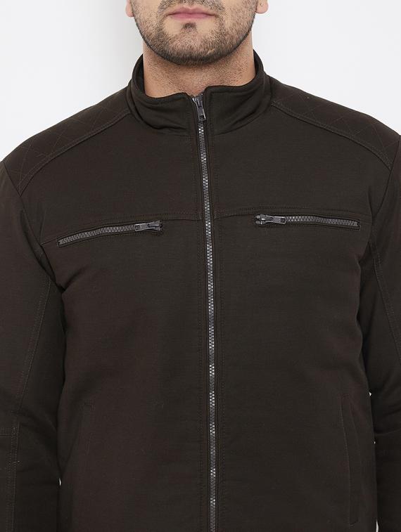 brown solid casual jacket - 17521052 - Zoom Image - 5