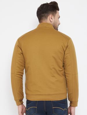 khaki solid casual jacket - 17521053 - Standard Image - 3