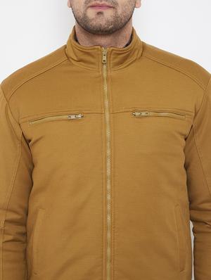khaki solid casual jacket - 17521053 - Standard Image - 5