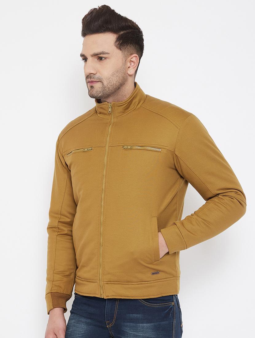 khaki solid casual jacket - 17521053 - Zoom Image - 2