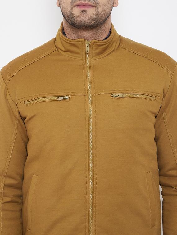 khaki solid casual jacket - 17521053 - Zoom Image - 5
