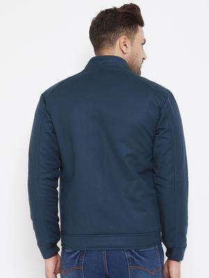 navy blue solid casual jacket - 17521054 - Standard Image - 3