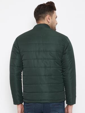 green solid quilted jacket - 17521055 - Standard Image - 3
