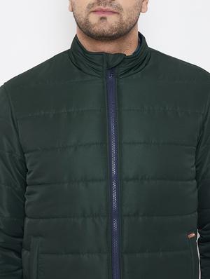 green solid quilted jacket - 17521055 - Standard Image - 5