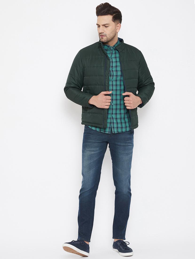 green solid quilted jacket - 17521055 - Zoom Image - 4