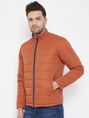 orange solid quilted jacket - 17521056 - Standard Image - 2