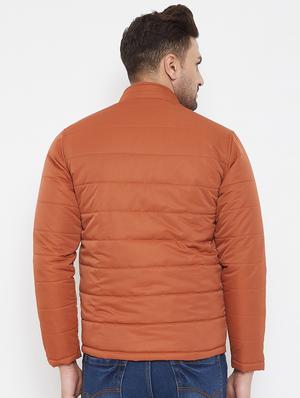 orange solid quilted jacket - 17521056 - Standard Image - 3