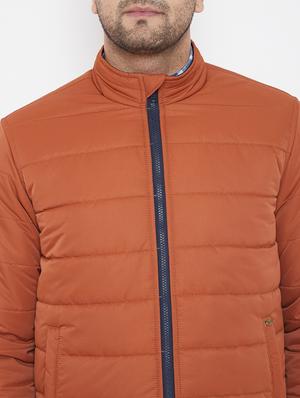 orange solid quilted jacket - 17521056 - Standard Image - 5
