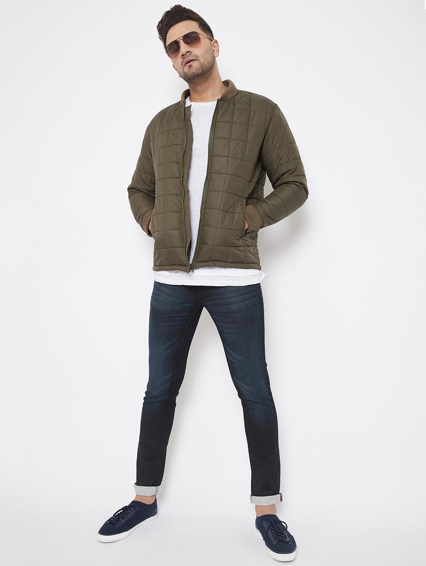 olive green solid quilted jacket - 17521059 - Zoom Image - 4
