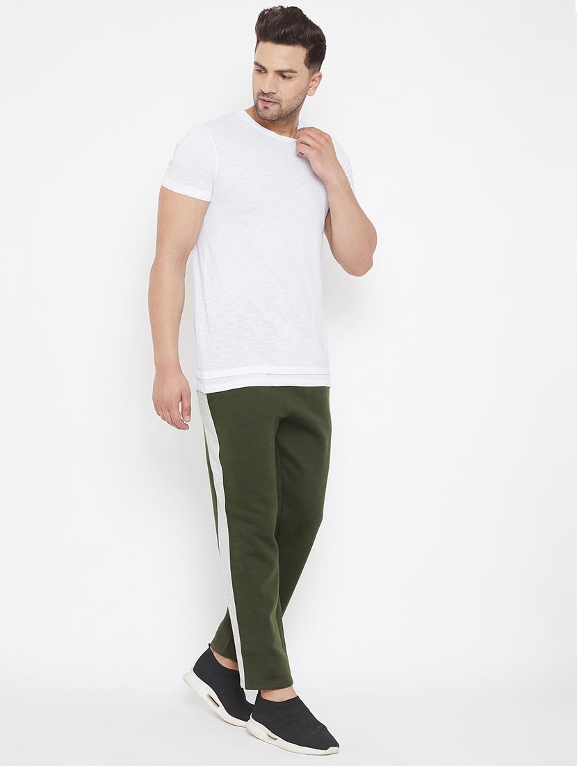 olive green side striped track pant - 17521062 - Zoom Image - 4