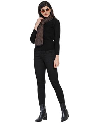 brown printed stole - 17521067 - Standard Image - 3