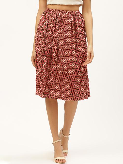 mid rise printed flared skirt - 17521089 - Standard Image - 1