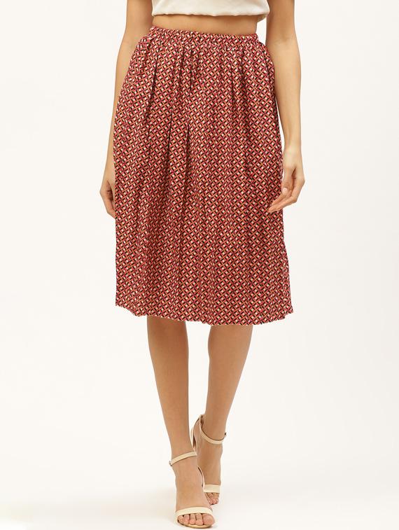 mid rise printed flared skirt - 17521089 - Zoom Image - 1