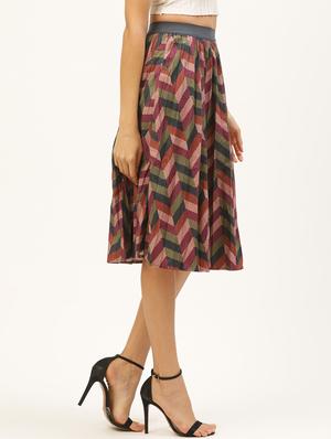 mid rise chevron flared skirt - 17521093 - Standard Image - 2