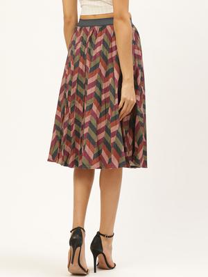 mid rise chevron flared skirt - 17521093 - Standard Image - 3